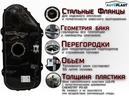 Топливный бак для Kia Cerato (TD)-Soul  2008-2013 литой