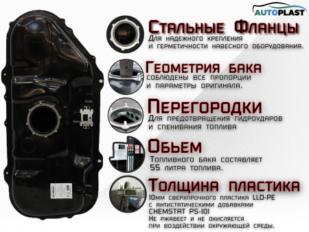 Топливный бак для Kia Cerato (TD)-Soul  2008-2013 литой