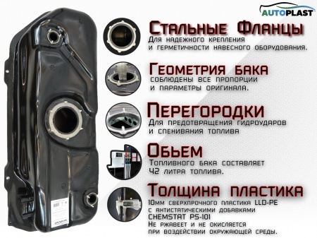 Топливный бак для Chevrolet Aveo T200-T250 2003-2011гг Литой